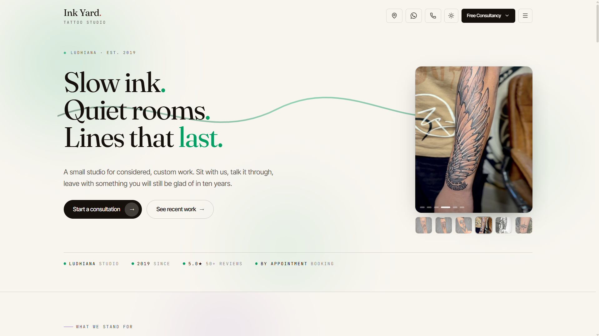 A bold website and booking flow for a tattoo studio